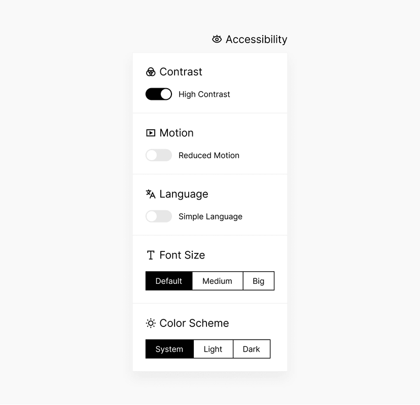 Accessibility Menu